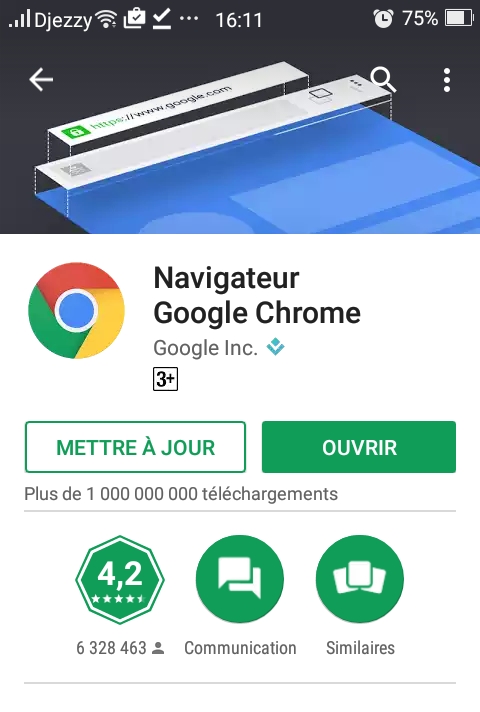 google chrome android telechargement mettre a jour