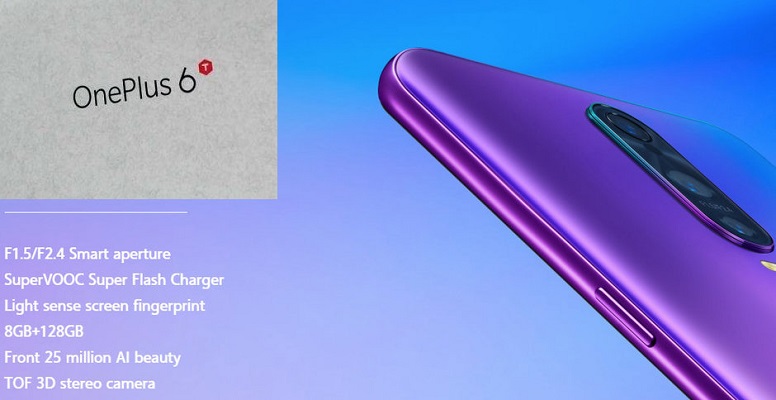 Leaked OnePlus 6T box hints at the end design and specs sheet