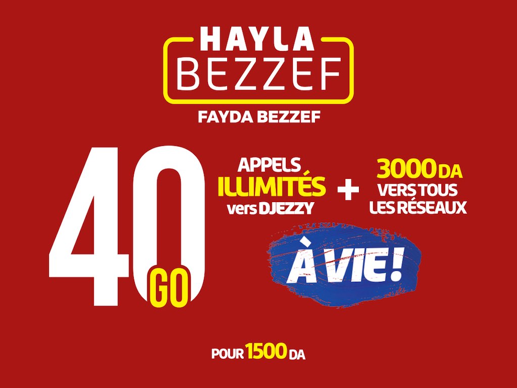 Djezzy renouvelle Hayla Bezzef avec encore plus volumes allant jusqu'à 60 Go