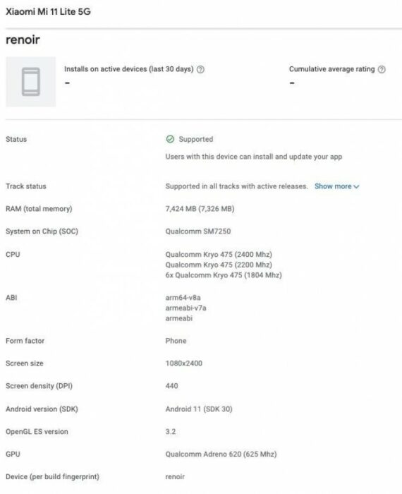 Xiaomi Mi 11 Lite 5g goog