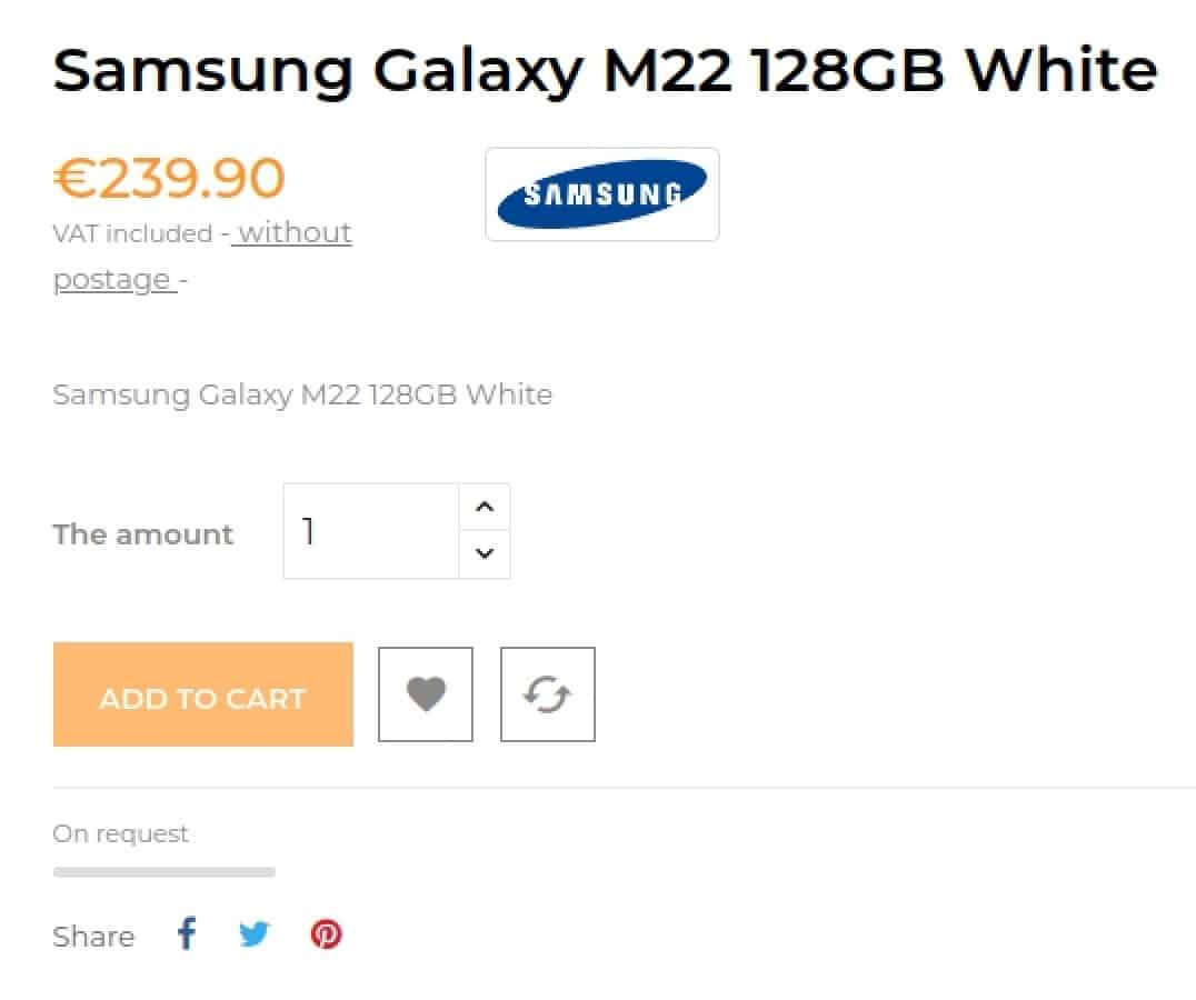 Samsung Galaxy M22 les prix européens ont été dévoilés